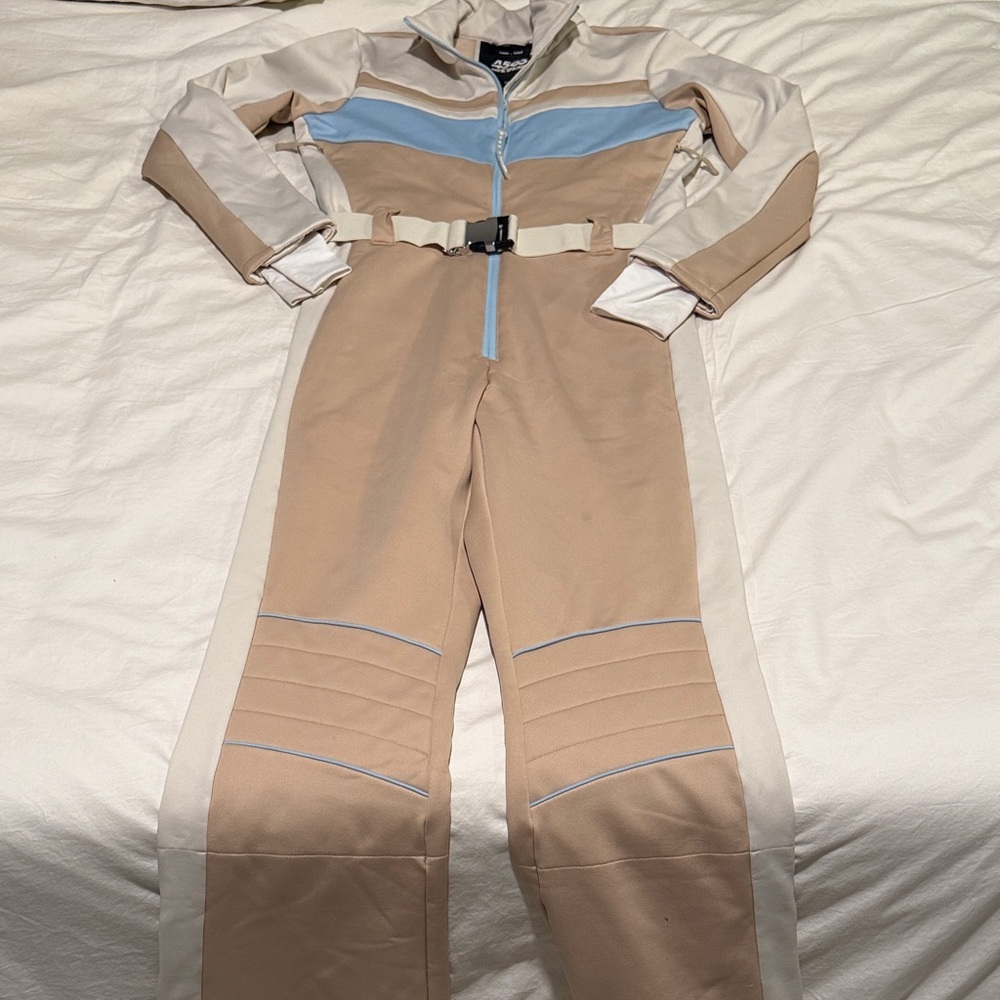 ASOS Beige and Light Blue Ski Jumpsuit